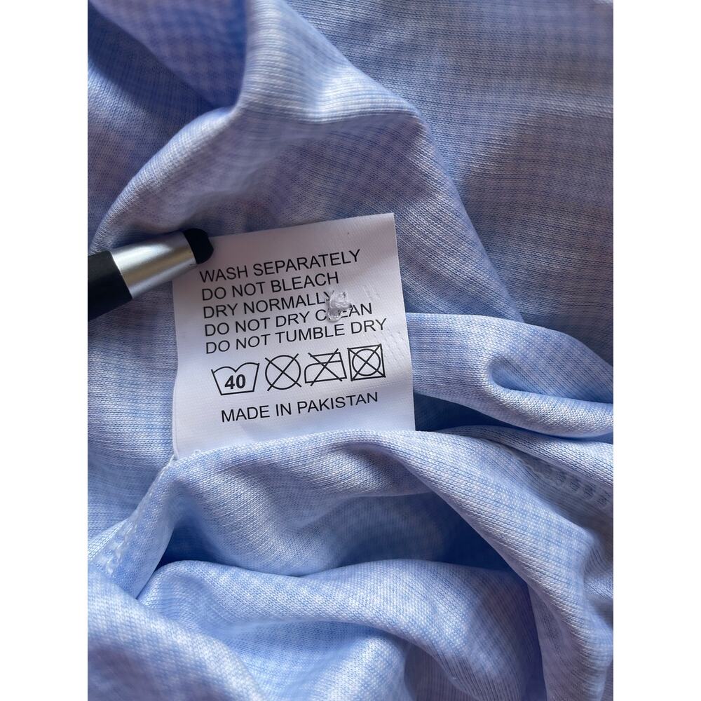 Collars and Co Polo Shirt Semi Spread Collar Blue Houndstooth Size XL NEW - Picture 10 of 10